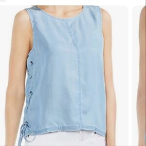 Vince Camuto Blue Sleeveless Tie Front Tank Top